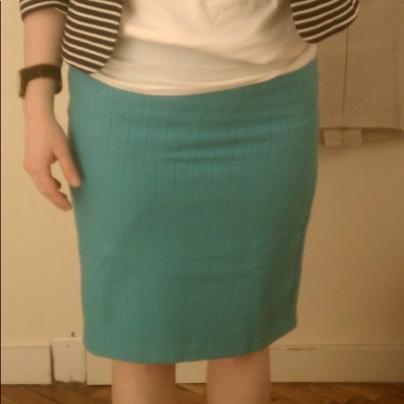 Anthropologie Eva Franco San Pedro Blue Teal Tweed Pencil Skirt 6 - Picture 3 of 8